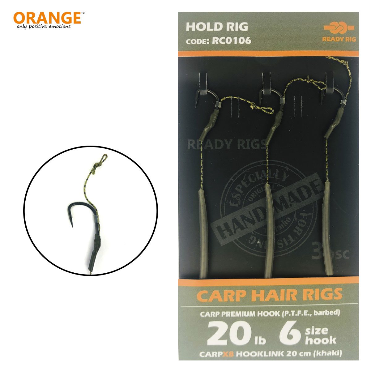 Carp Hair Rigs hook Nr6, 20cm, 20lb 5x3vnt - Straideris